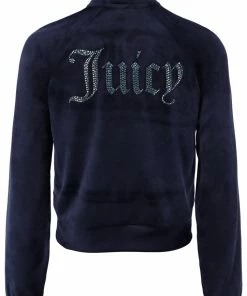 JUICY COUTURE TRACKSUITS NIGHT SKY BLUE VELOUR DIAMANTE TRACKTOP