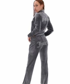 JUICY COUTURE TOP HAT VELOUR DIAMANTE TRACKSUIT BOTTOM