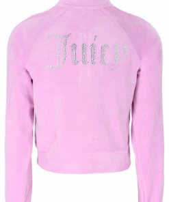 JUICY COUTURE ORCHID PINK VELOUR DIAMANTE TRACKTOP