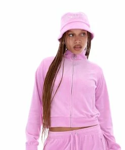 JUICY COUTURE ORCHID PINK VELOUR DIAMANTE TRACKTOP