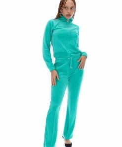 JUICY COUTURE GREEN VELOUR DIAMANTE TRACKSUIT BOTTOM TRACKSUITS