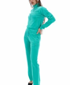 JUICY COUTURE GREEN VELOUR DIAMANTE TRACKSUIT BOTTOM TRACKSUITS