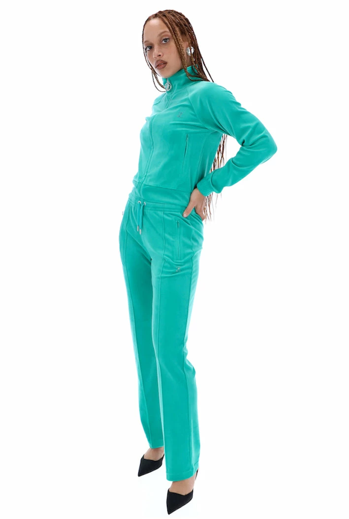JUICY COUTURE GREEN VELOUR DIAMANTE TRACKTOP TRACKSUITS
