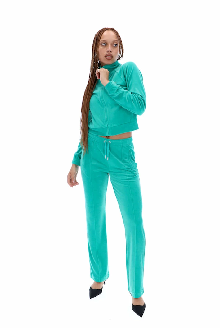 JUICY COUTURE GREEN VELOUR DIAMANTE TRACKTOP TRACKSUITS