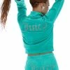 JUICY COUTURE GREEN VELOUR DIAMANTE TRACKSUIT BOTTOM TRACKSUITS
