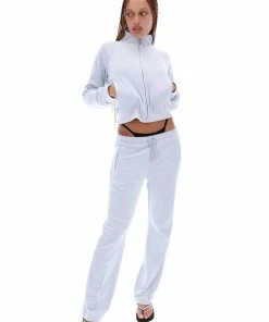 JUICY COUTURE GREY VELOUR DIAMANTE TRACKTOP TRACKSUITS