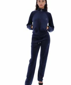JUICY COUTURE TRACKSUITS NIGHT SKY BLUE VELOUR DIAMANTE TRACKSUIT BOTTOM