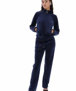 JUICY COUTURE TRACKSUITS NIGHT SKY BLUE VELOUR DIAMANTE TRACKTOP