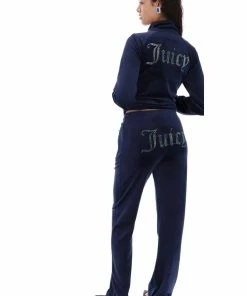 JUICY COUTURE TRACKSUITS NIGHT SKY BLUE VELOUR DIAMANTE TRACKTOP