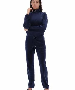 JUICY COUTURE TRACKSUITS NIGHT SKY BLUE VELOUR DIAMANTE TRACKTOP