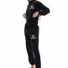 JUICY COUTURE BLACK VELOUR CREST CUFFED BOTTOMS