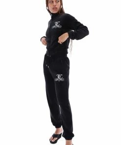 JUICY COUTURE BLACK VELOUR CREST CUFFED BOTTOMS