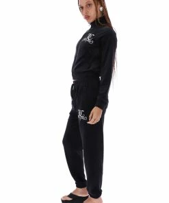 JUICY COUTURE BLACK VELOUR CREST CUFFED BOTTOMS