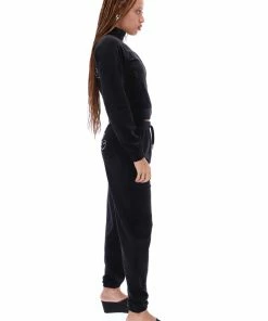 JUICY COUTURE BLACK VELOUR CREST EMBROIDERED TRACK TOP TRACKSUITS