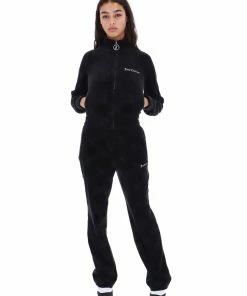 JUICY COUTURE TRACKSUITS BLACK MONOGRAM VELOUR TRACKSUIT BOTTOMS