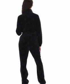 JUICY COUTURE TRACKSUITS BLACK MONOGRAM VELOUR TRACKSUIT BOTTOMS