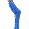 JUICY COUTURE TRACKSUITS PRINCESS BLUE MONOGRAM VELOUR TRACKSUIT BOTTOMS