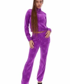 JUICY COUTURE TRACKSUITS PURPLE MONOGRAM JACQUARD VELOUR TRACKTOP