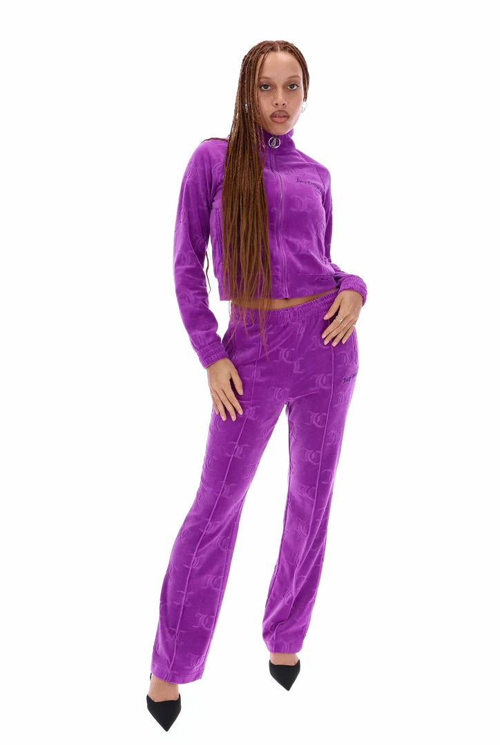 JUICY COUTURE TRACKSUITS PURPLE MONOGRAM JACQUARD VELOUR TRACKTOP