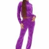 JUICY COUTURE TRACKSUITS PURPLE MONOGRAM VELOUR TRACKSUIT BOTTOMS