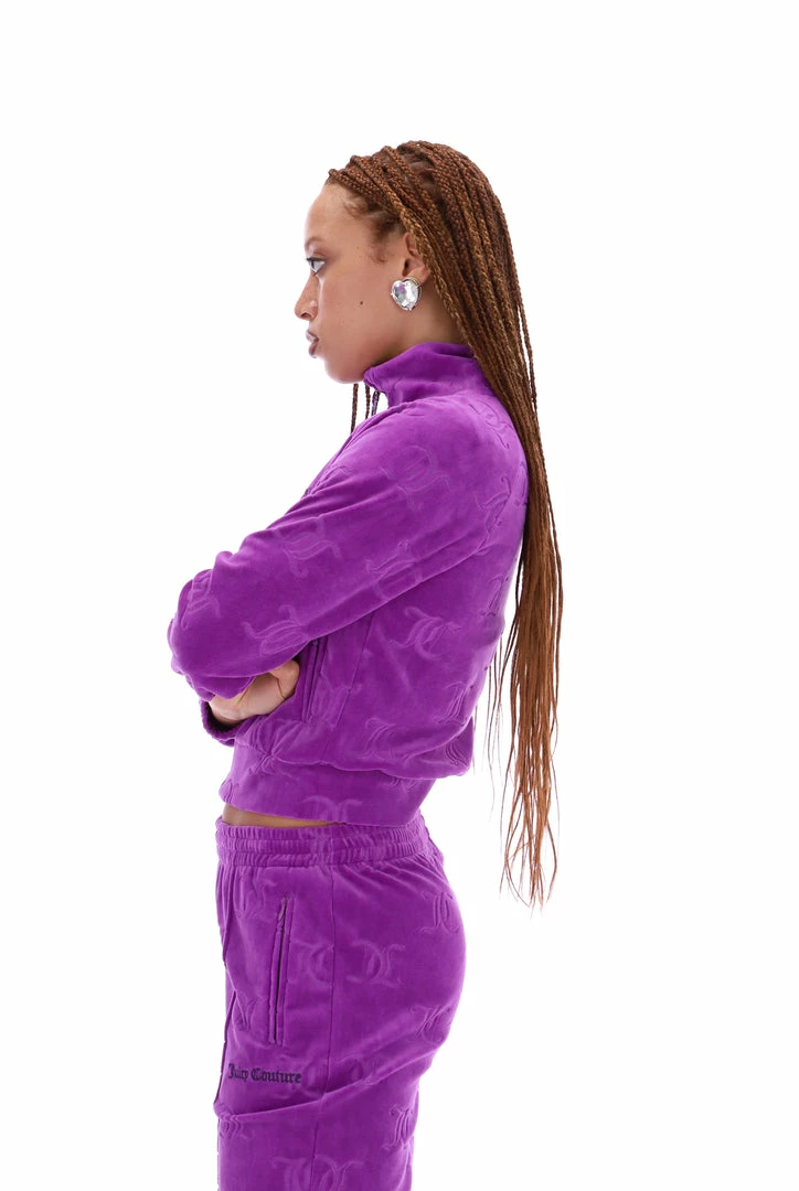 JUICY COUTURE TRACKSUITS PURPLE MONOGRAM JACQUARD VELOUR TRACKTOP