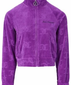 JUICY COUTURE TRACKSUITS PURPLE MONOGRAM JACQUARD VELOUR TRACKTOP