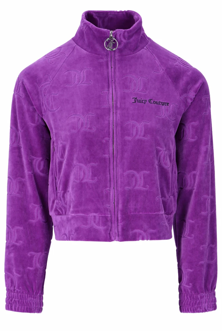 JUICY COUTURE TRACKSUITS PURPLE MONOGRAM JACQUARD VELOUR TRACKTOP