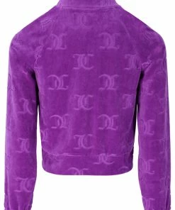 JUICY COUTURE TRACKSUITS PURPLE MONOGRAM JACQUARD VELOUR TRACKTOP