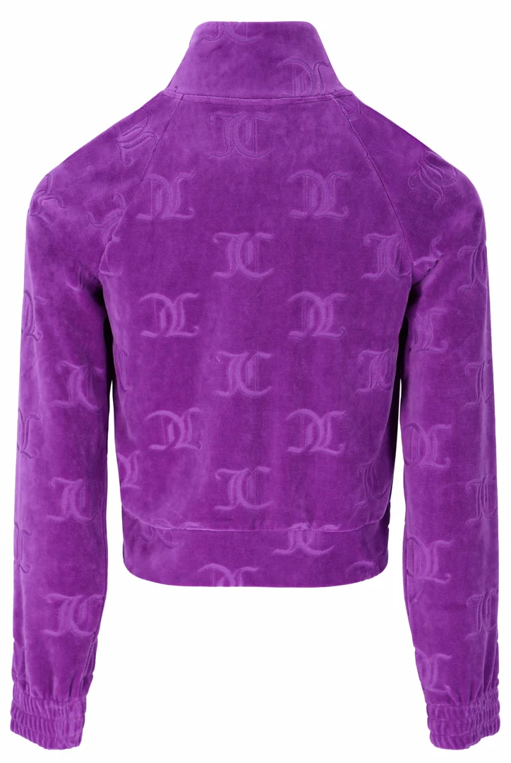 JUICY COUTURE TRACKSUITS PURPLE MONOGRAM JACQUARD VELOUR TRACKTOP