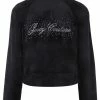 JUICY COUTURE TRACKSUITS BLACK VELOUR SCRIPT DIAMANTE ZIP UP TRACK TOP
