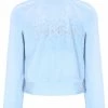JUICY COUTURE COOL BLUE VELOUR SCRIPT DIAMANTE ZIP UP TRACK TOP
