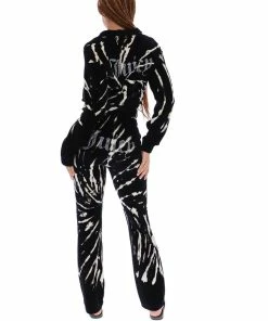 JUICY COUTURE TRACKSUITS BLACK TIE DYE LUXE VELOUR DIAMANTE TRACKTOP