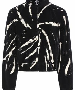 JUICY COUTURE TRACKSUITS BLACK TIE DYE LUXE VELOUR DIAMANTE TRACKTOP