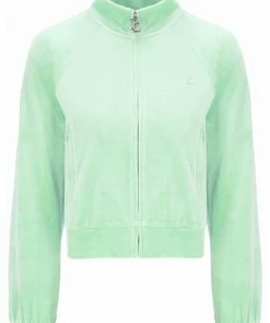 JUICY COUTURE SPRING SUMMER'22 COLLECTION MINT VELOUR DIAMANTE TRACKTOP