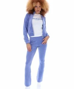 JUICY COUTURE BAJA BLUE VELOUR DIAMANTE TRACKTOP