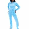 JUICY COUTURE SPRING SUMMER '22 COLLECTION AQUA VELOUR DIAMANTE TRACKSUIT BOTTOM
