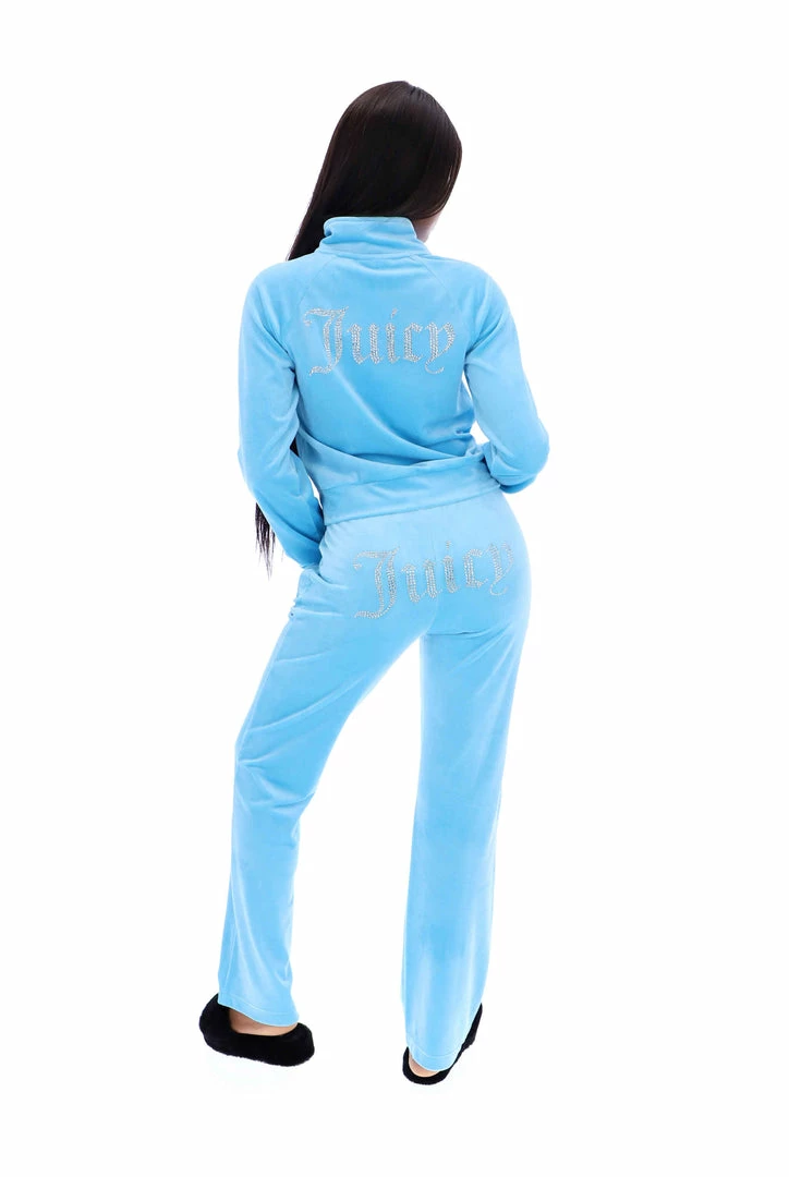 JUICY COUTURE AQUA VELOUR DIAMANTE TRACKTOP SPRING SUMMER '22 COLLECTION