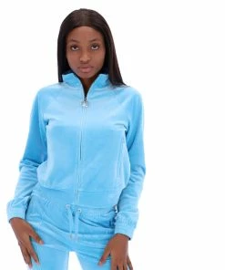 JUICY COUTURE AQUA VELOUR DIAMANTE TRACKTOP SPRING SUMMER '22 COLLECTION