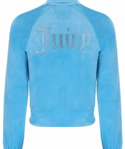 JUICY COUTURE AQUA VELOUR DIAMANTE TRACKTOP SPRING SUMMER'22 COLLECTION