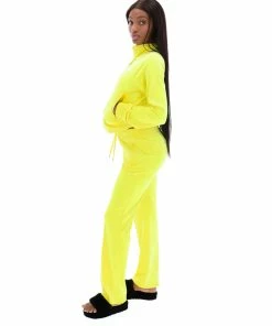 JUICY COUTURE SPRING SUMMER '22 COLLECTION LEMON TONIC VELOUR DIAMANTE TRACKSUIT BOTTOM