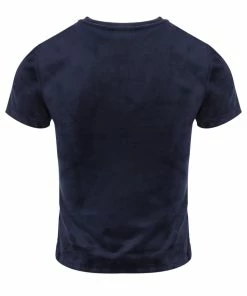 JUICY COUTURE TOPS NIGHT SKY BLUE VELOUR DIAMANTE FITTED TEE