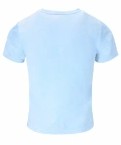JUICY COUTURE COOL BLUE VELOUR DIAMANTE FITTED TEE TOPS