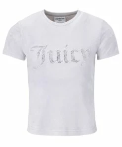 JUICY COUTURE GREY VELOUR DIAMANTE FITTED TEE