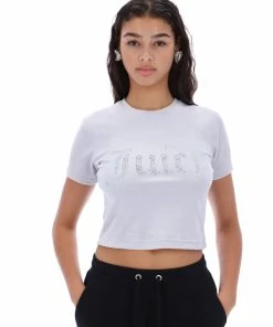 JUICY COUTURE GREY VELOUR DIAMANTE FITTED TEE