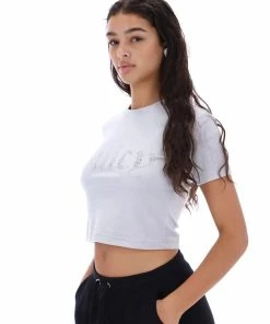 JUICY COUTURE GREY VELOUR DIAMANTE FITTED TEE