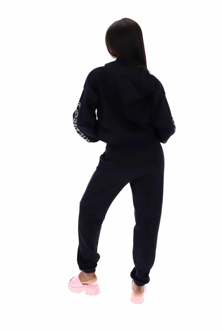 JUICY COUTURE SPRING SUMMER '22 COLLECTION BLACK CAPITAL DIAMANTE GRAPHIC JOGGERS