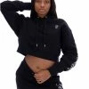 JUICY COUTURE BLACK CAPITAL DIAMANTE CROPPED HOODIE SPRING SUMMER '22 COLLECTION