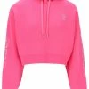JUICY COUTURE FLURO PINK CAPITAL DIAMANTE CROPPED HOODIE SPRING SUMMER '22 COLLECTION