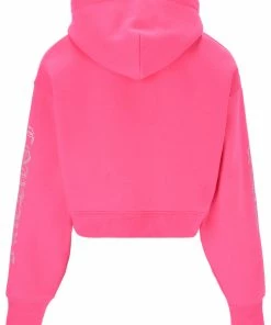 JUICY COUTURE FLURO PINK CAPITAL DIAMANTE CROPPED HOODIE SPRING SUMMER'22 COLLECTION