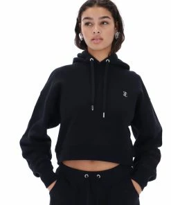 JUICY COUTURE BLACK DIAMANTE BOYFRIEND CROPPED HOODIE TRACKSUITS
